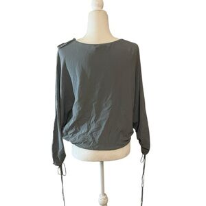 Zara Knit Grey/ Blue Oversized Tie Cinched Top Size Medium.